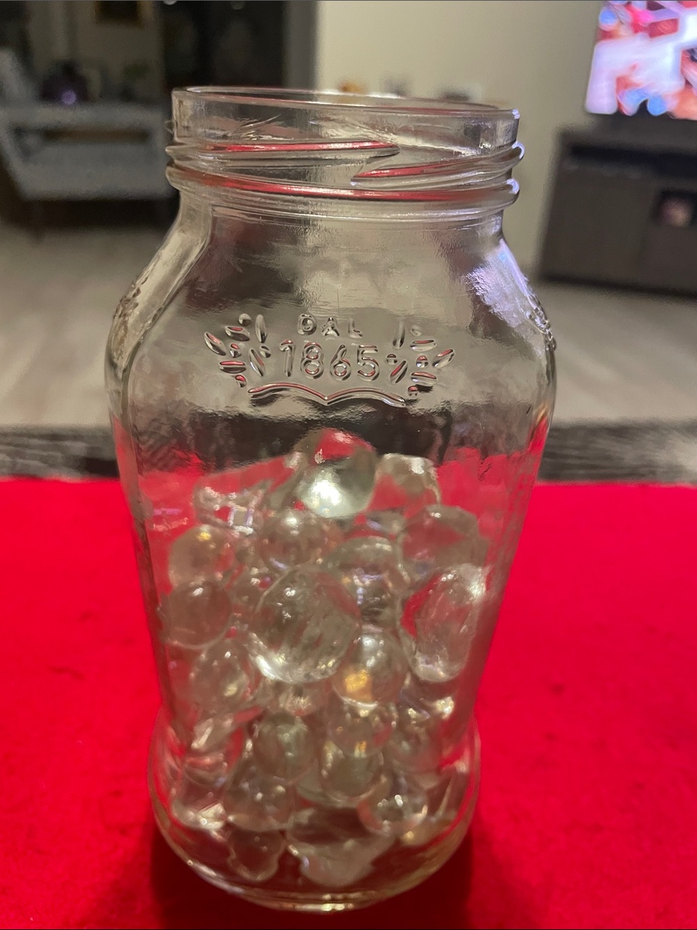 Rare Find Vintage Glass Jar with Embossed “DAL 1865” and Laurel Motif